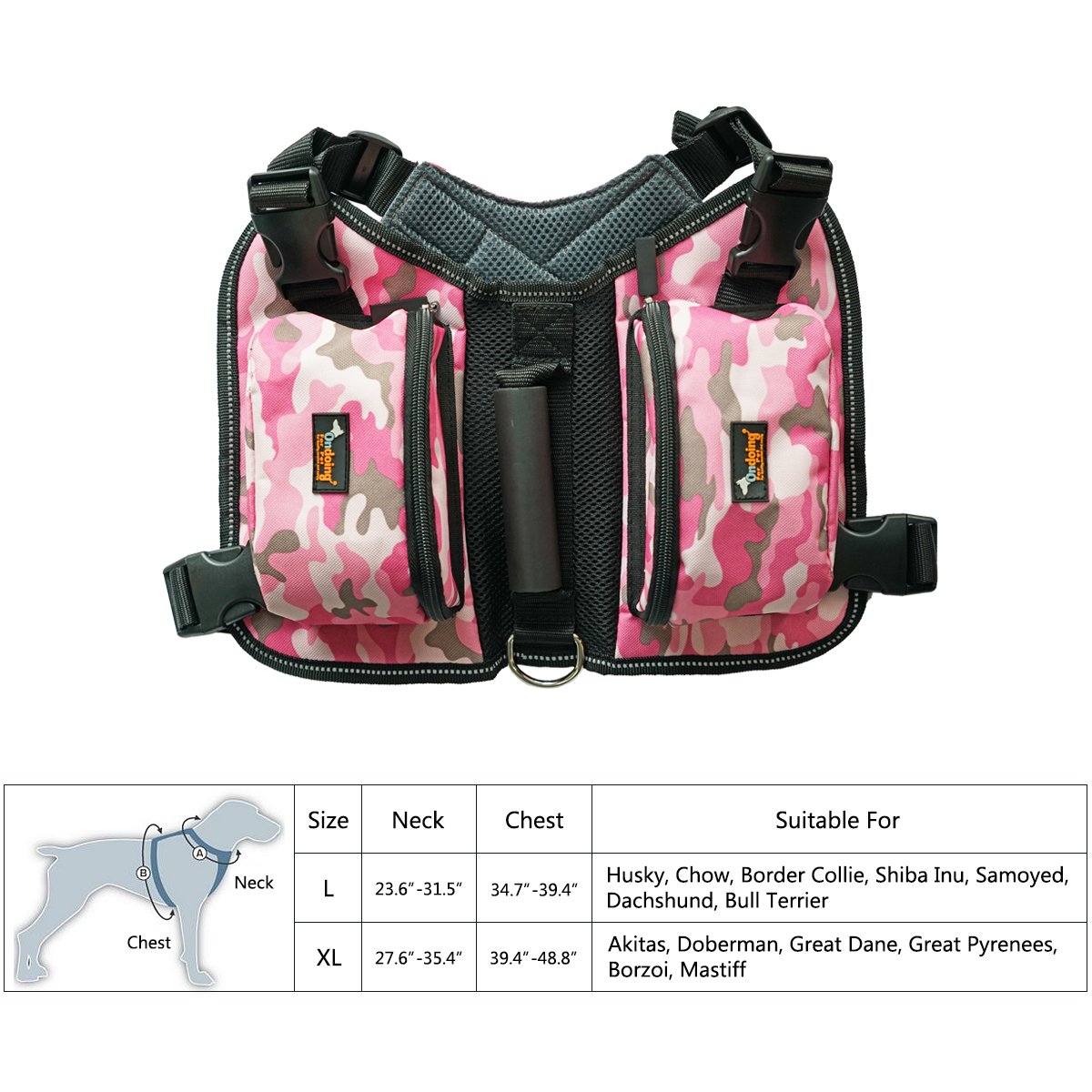 Amazon | Ondoing 中大型犬用 バックパック ドッグリュック ハーネス